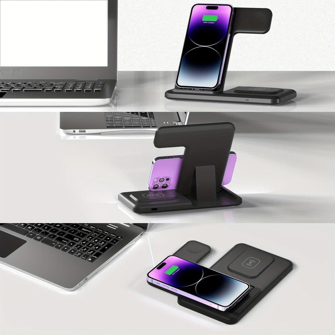 15W Fast Charging Three-in-one Wireless Charger for android and apple
