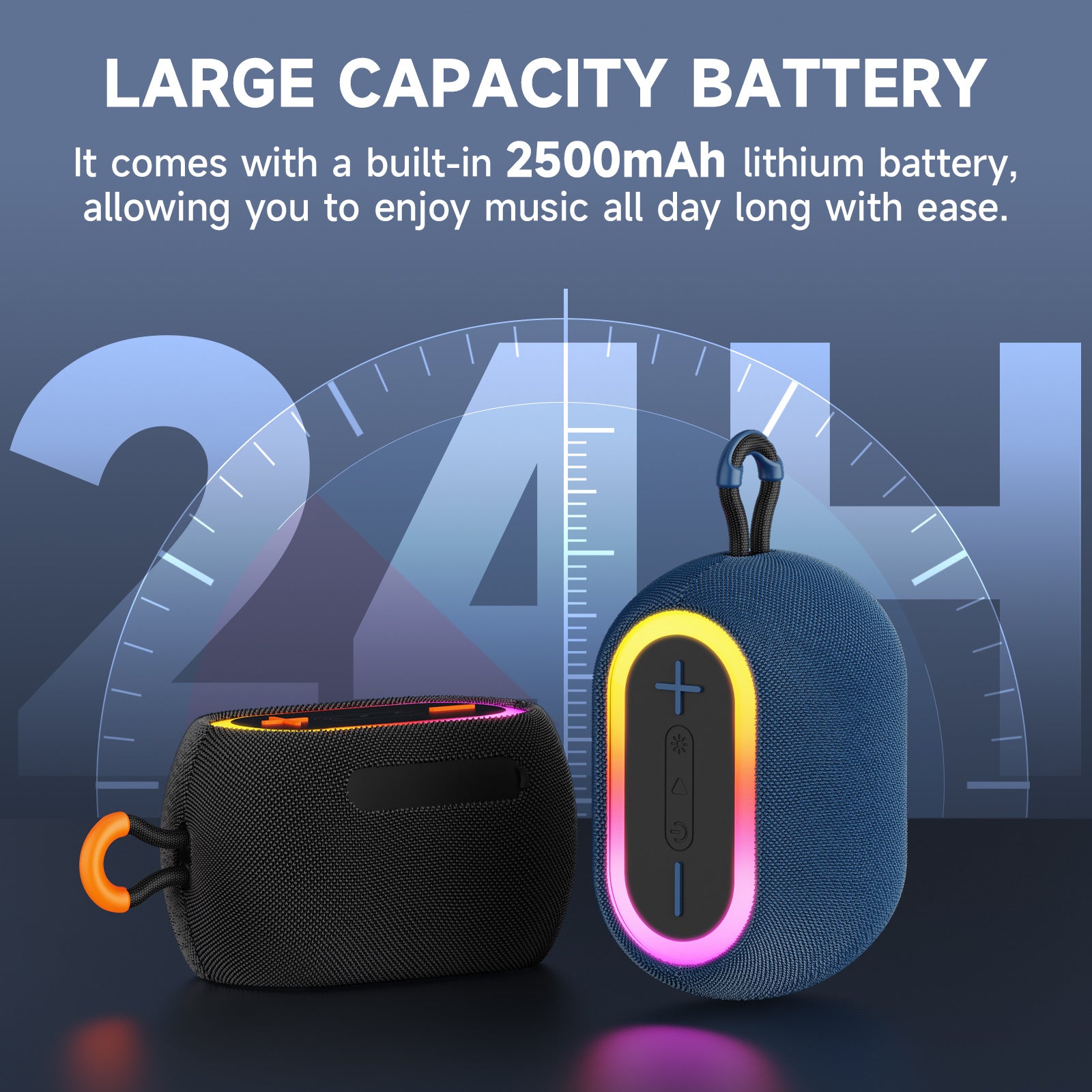JYX L1Black Portable Bluetooth Speaker With DJ Lights Rich Stereo Bass Aux & IPX7