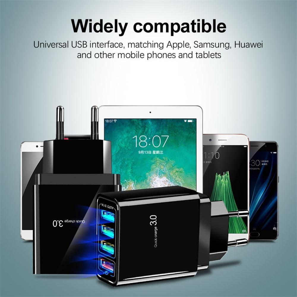 Illuminated 4USB Mobile Phone Charger 3A Charging Adapter
