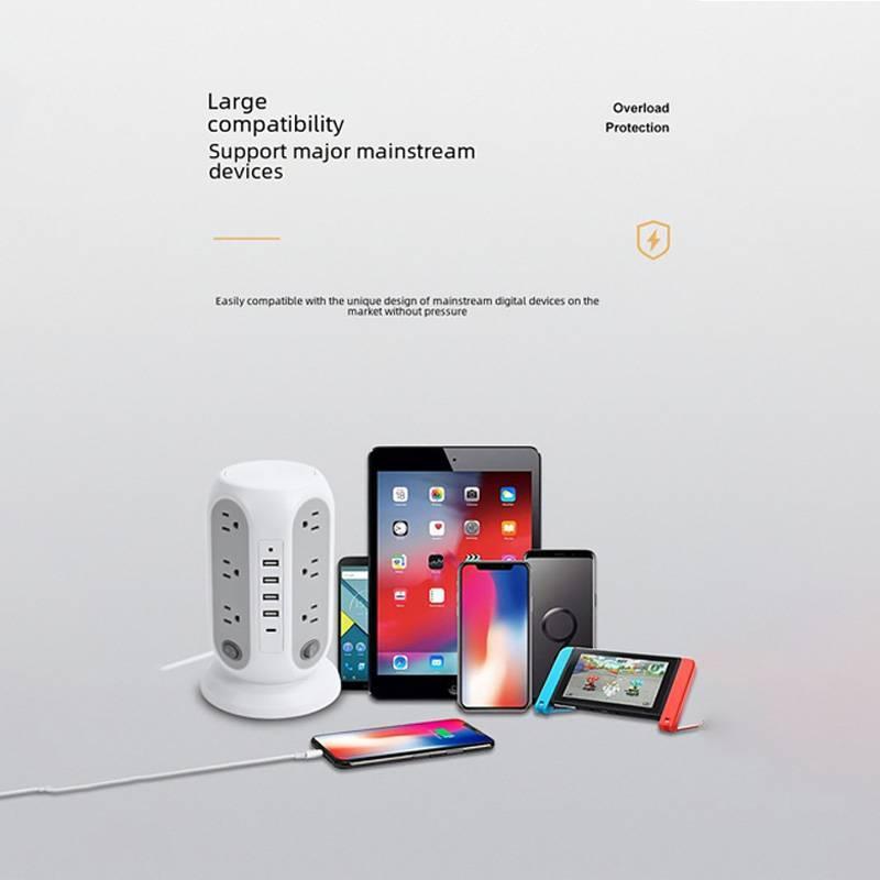 Home Multifunctional Five-hole USB Fast Charging Socket  American Standard Plug and Overload Protection Function