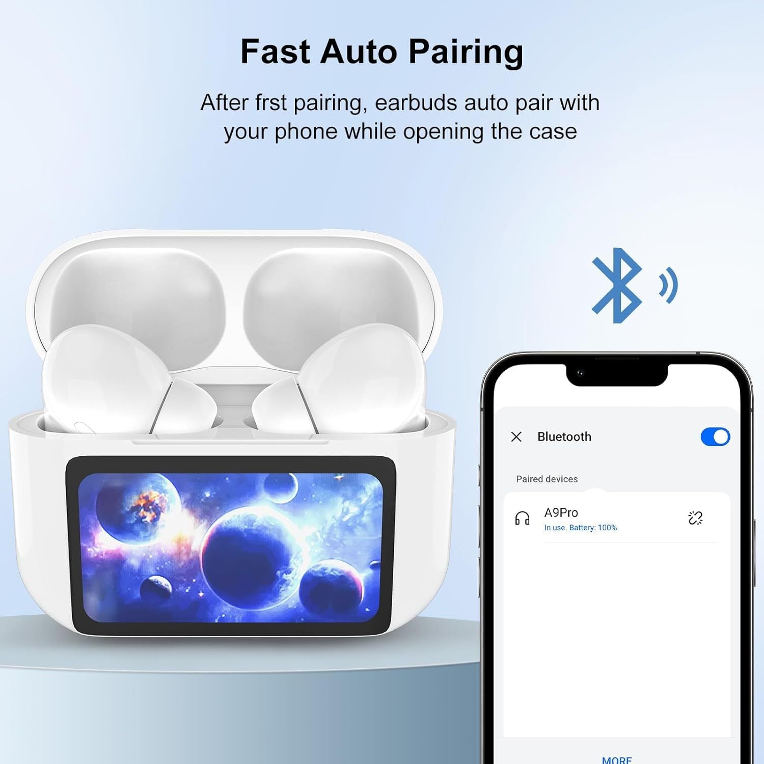 Wireless Earbuds, 5.4 Bluetooth Headphones With Touch Screen and noise cancellation