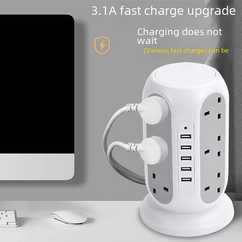 Home Multifunctional Five-hole USB Fast Charging Socket  American Standard Plug and Overload Protection Function