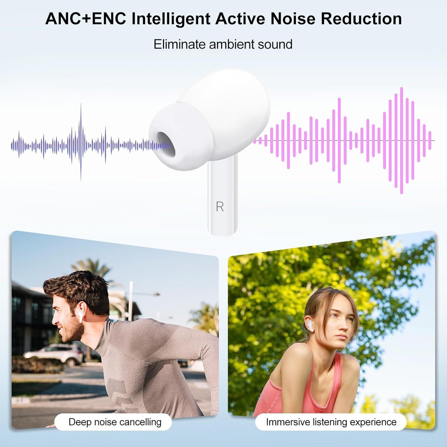 Wireless Earbuds, 5.4 Bluetooth Headphones With Touch Screen and noise cancellation