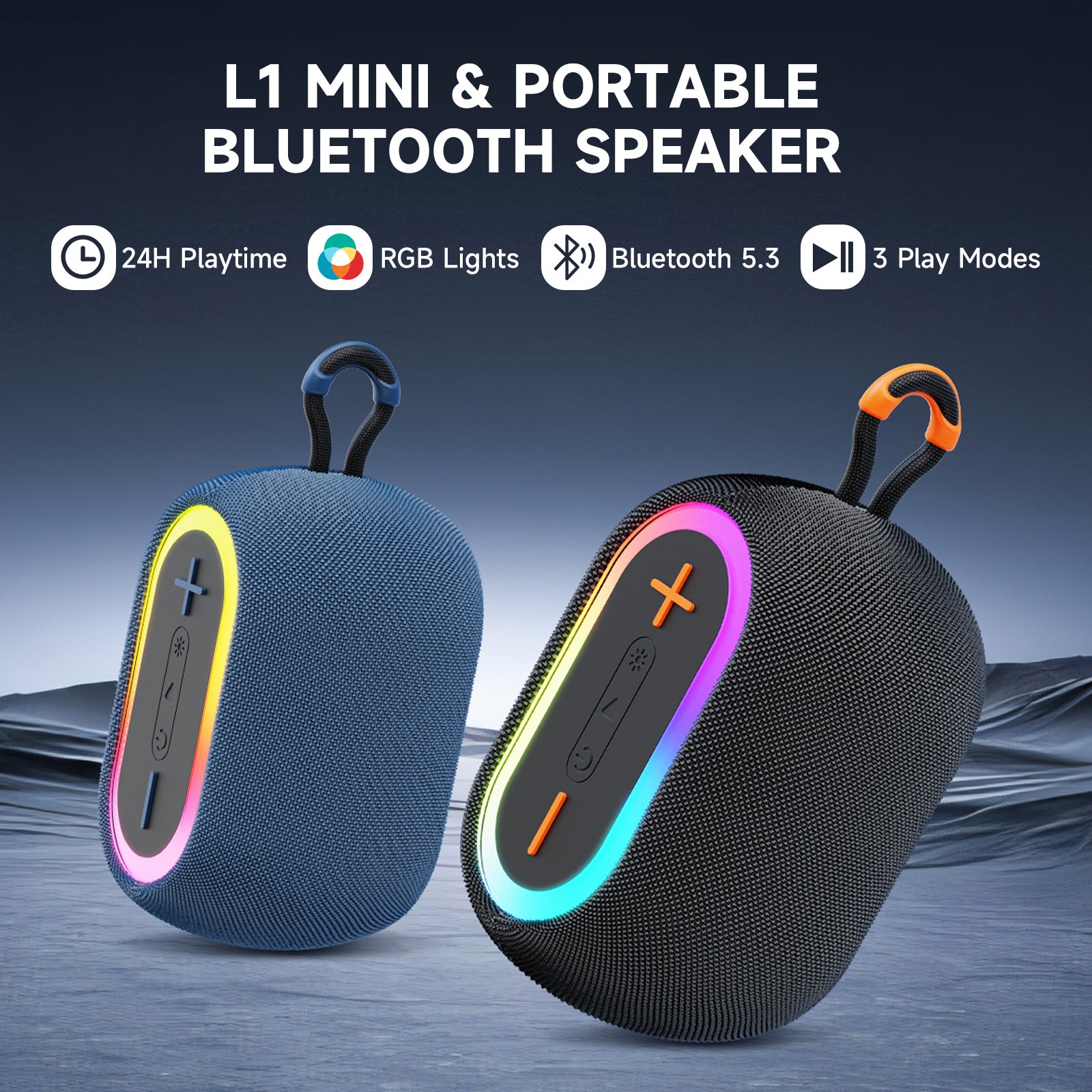 JYX L1Black Portable Bluetooth Speaker With DJ Lights Rich Stereo Bass Aux & IPX7