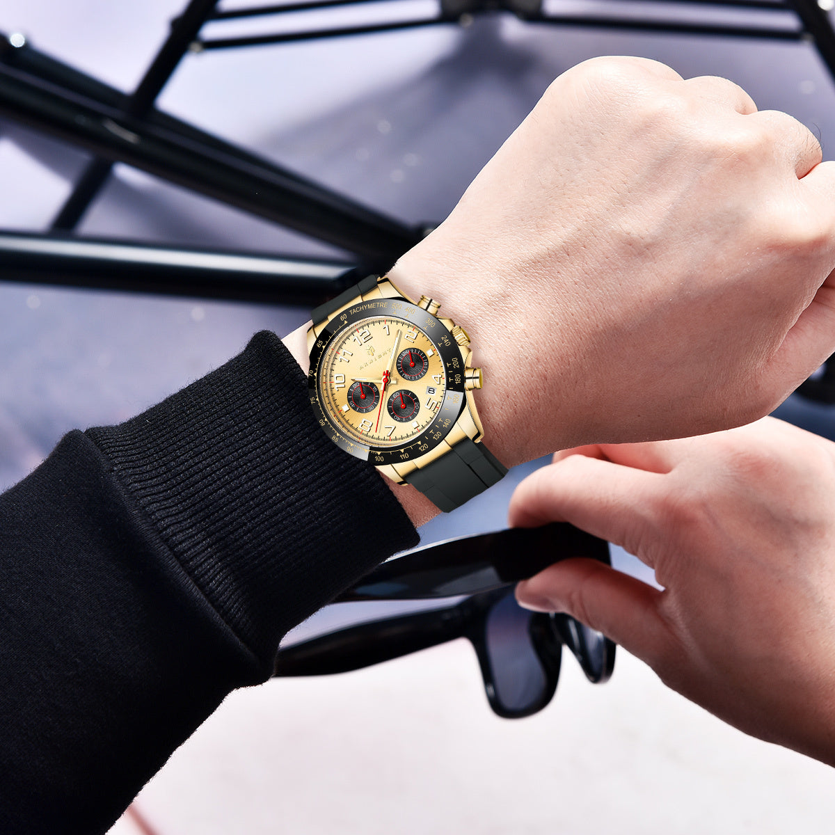 Chronograph Quartz Dress Watch For Men Classic Business Waterproof Wristwatch