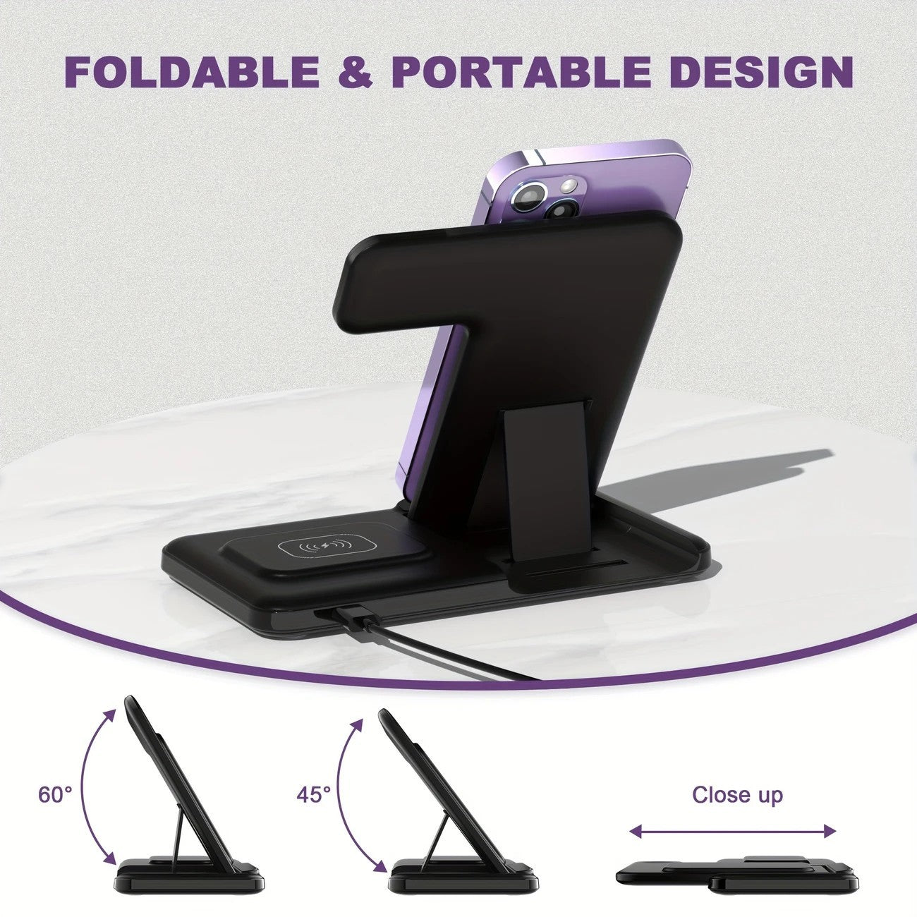 15W Fast Charging Three-in-one Wireless Charger for android and apple