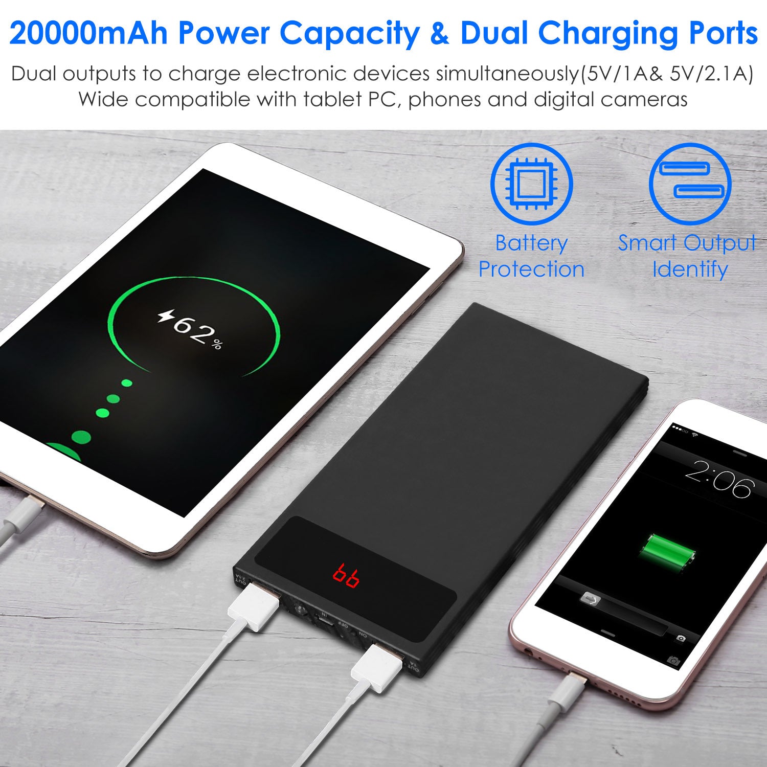 20000mAh Power Bank Ultra-thin with USB port