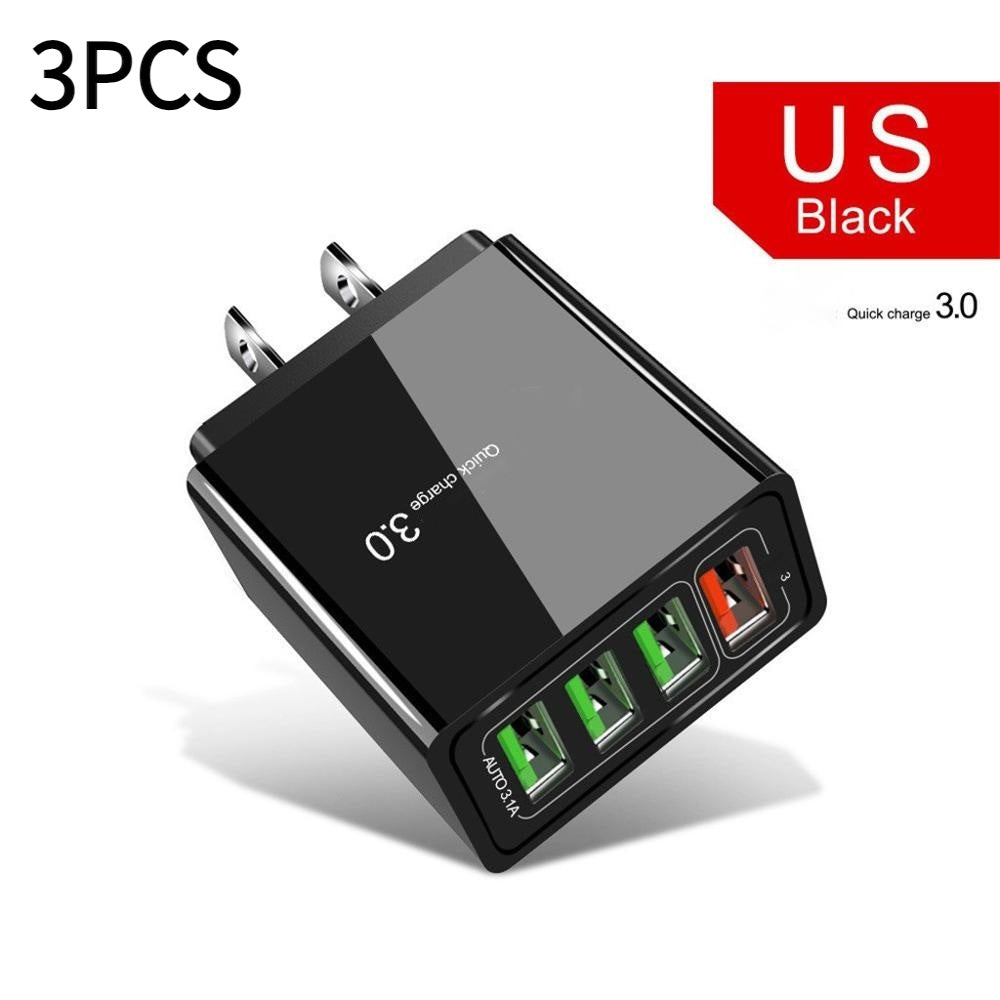 Illuminated 4USB Mobile Phone Charger 3A Charging Adapter