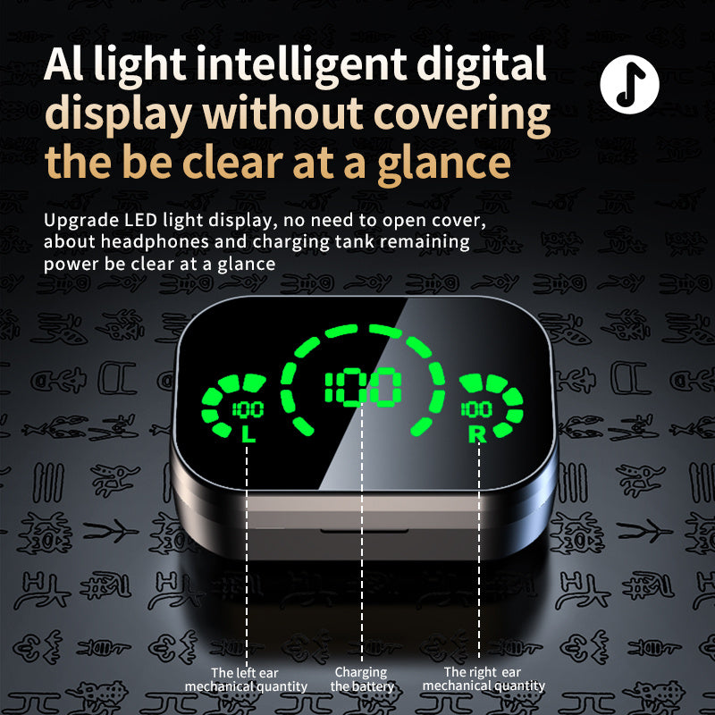 YD03 Wireless Bluetooth-compatible Headset TWS Smart Digital Display with Ear Breathing Light
