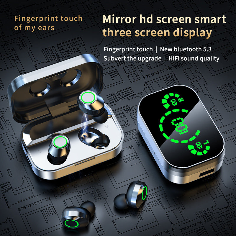YD03 Wireless Bluetooth-compatible Headset TWS Smart Digital Display with Ear Breathing Light