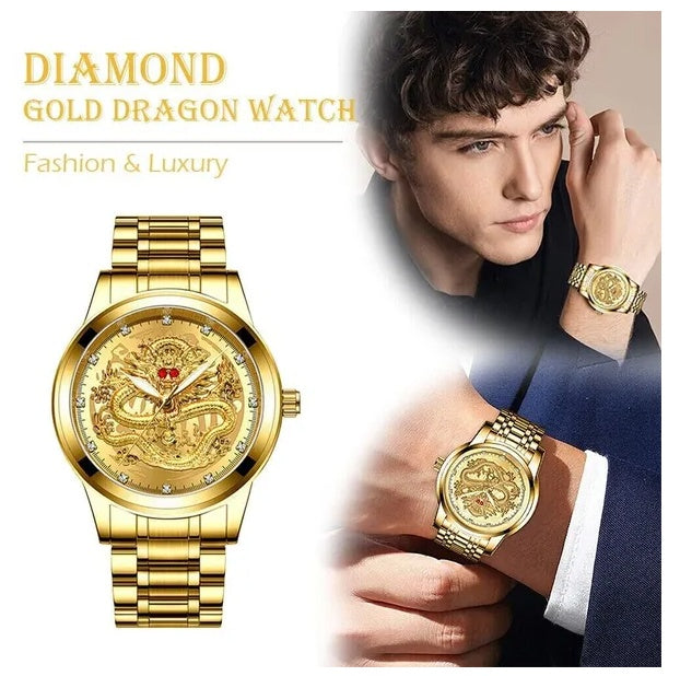 Waterproof Men's Diamond Quartz Watch Classic Stainless Steel
