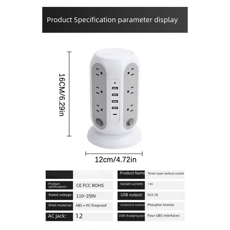 Home Multifunctional Five-hole USB Fast Charging Socket  American Standard Plug and Overload Protection Function