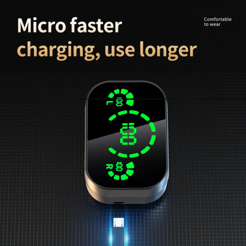 YD03 Wireless Bluetooth-compatible Headset TWS Smart Digital Display with Ear Breathing Light